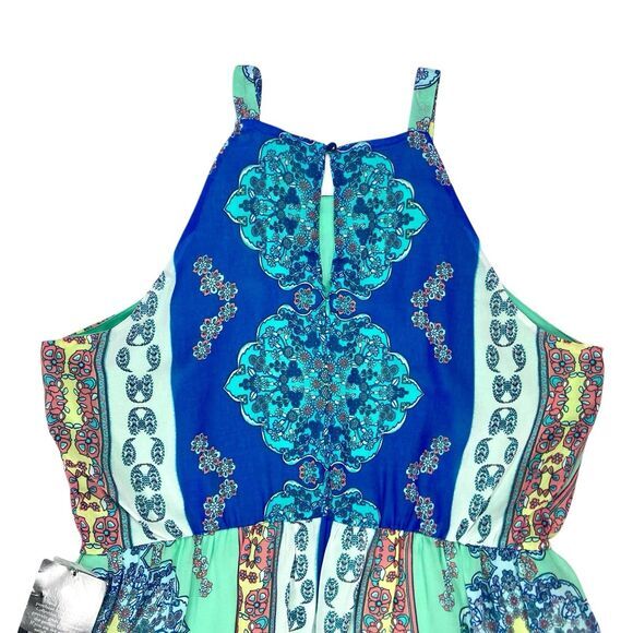 Loralette Dress Womens 2X Green Blue Paisley Print Summer Boho Beach Flowy NEW - Picture 7 of 16